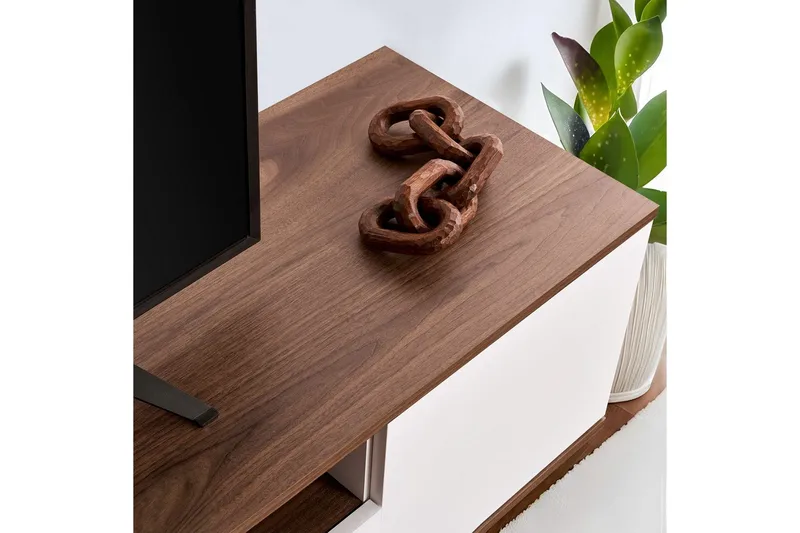 Meni Tv-bænk 180 cm - Hvid/Brun - Møbler - TV borde & mediemøbler - TV-borde