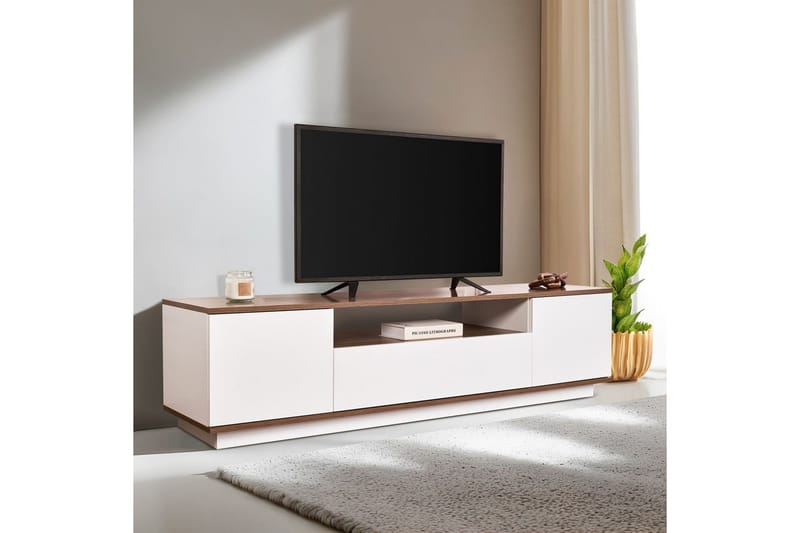 Meni Tv-bænk 180 cm - Hvid/Brun - Møbler - TV borde & mediemøbler - TV-borde