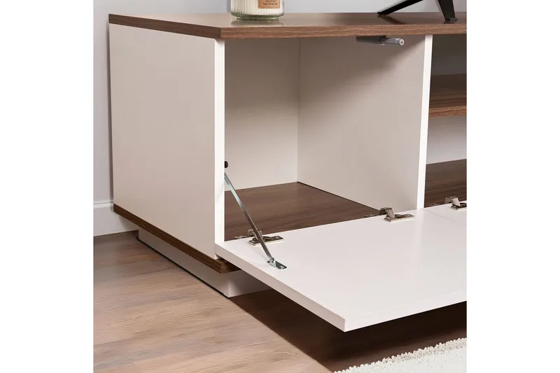 Meni Tv-bænk 180 cm - Hvid/Brun - Møbler - TV borde & mediemøbler - TV-borde