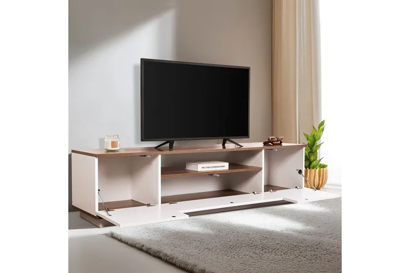 Meni Tv-bænk 180 cm - Hvid/Brun - Møbler - TV borde & mediemøbler - TV-borde