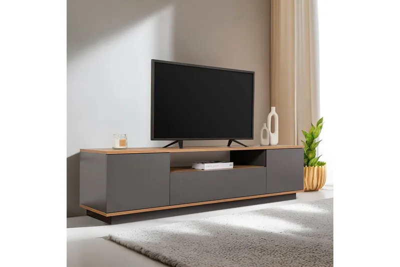 Meni Tv-bænk 180 cm - Natur/Antracit - Møbler - TV borde & mediemøbler - TV-borde
