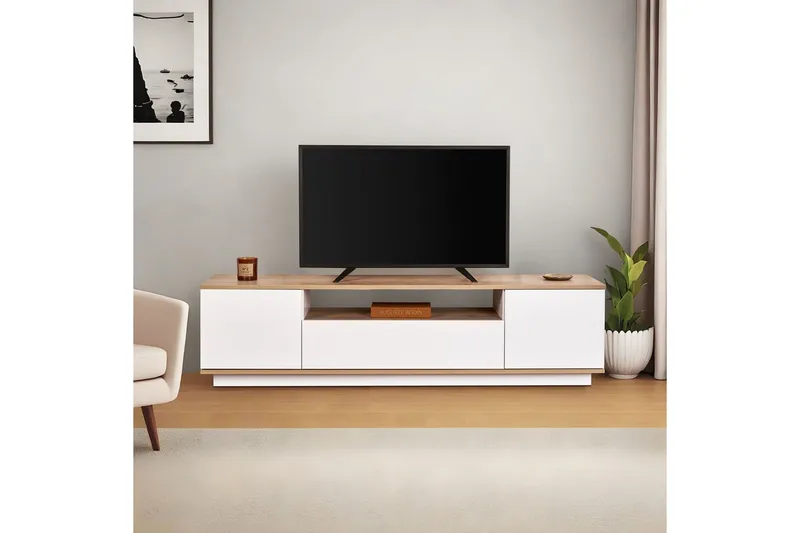 Meni Tv-bænk 180 cm - Natur/Hvid - Møbler - TV borde & mediemøbler - TV-borde