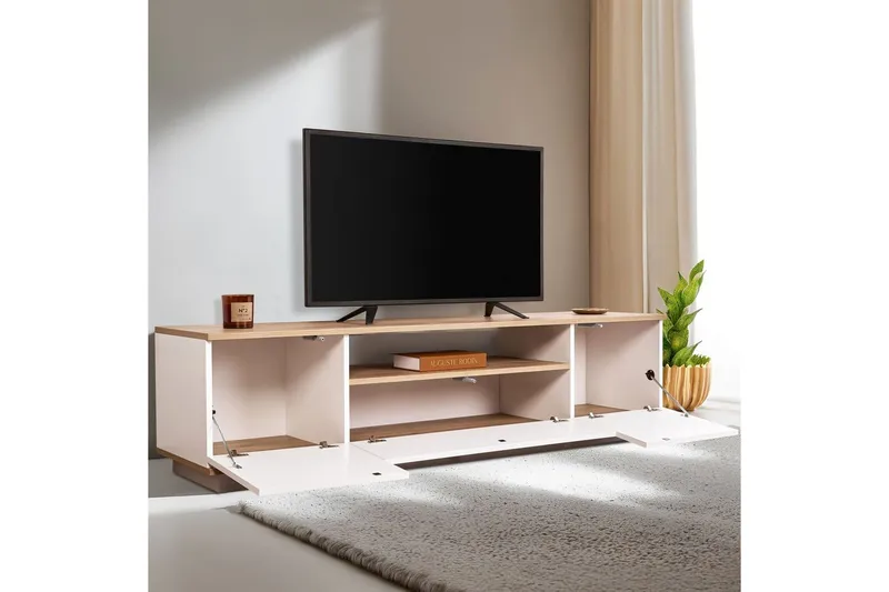 Meni Tv-bænk 180 cm - Natur/Hvid - Møbler - TV borde & mediemøbler - TV-borde
