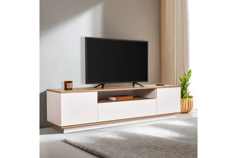 Meni Tv-bænk 180 cm - Natur/Hvid - Møbler - TV borde & mediemøbler - TV-borde