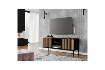 Meorati Gulvstående Tv-bord 150 cm med Opbevaring i Eg - Sort - Møbler - TV borde & mediemøbler - TV-borde