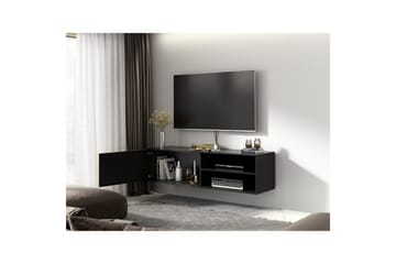 Meorati Vægmonteret TV-bænk 150 cm med Opbevaring i Eg - Sort - Møbler - TV borde & mediemøbler - TV-borde