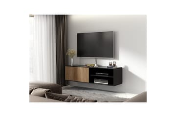 Meorati Vægmonteret TV-bænk 150 cm med Opbevaring i Eg - Sort - Møbler - TV borde & mediemøbler - TV-borde