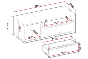 Metropolitan TV-bænk 120x50 cm - Hvid/Lysegrå/Sort - Møbler - TV borde & mediemøbler - TV-borde