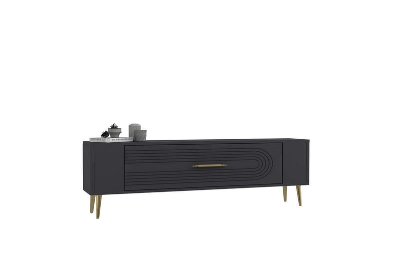 Mirel TV-bænk 120 cm - Antracit/Guld - Møbler - TV borde & mediemøbler - TV-borde
