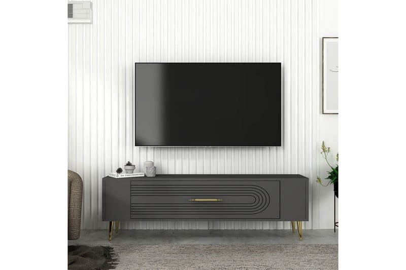 Mirel TV-bænk 120 cm - Antracit/Guld - Møbler - TV borde & mediemøbler - TV-borde