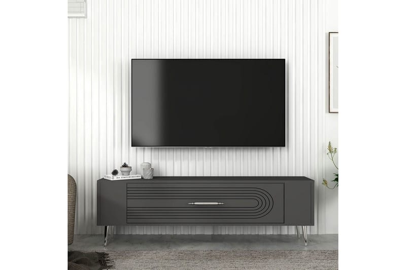 Mirel TV-bænk 120 cm - Antracit/Sølv - Møbler - TV borde & mediemøbler - TV-borde