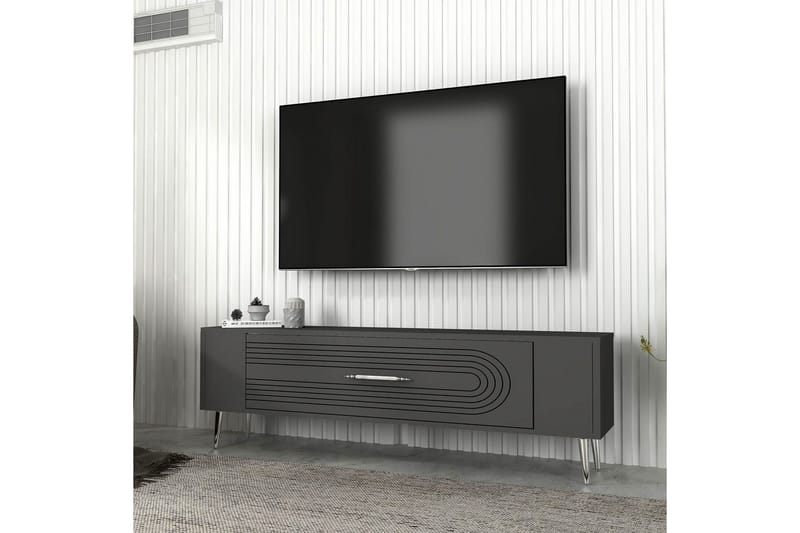 Mirel TV-bænk 120 cm - Antracit/Sølv - Møbler - TV borde & mediemøbler - TV-borde