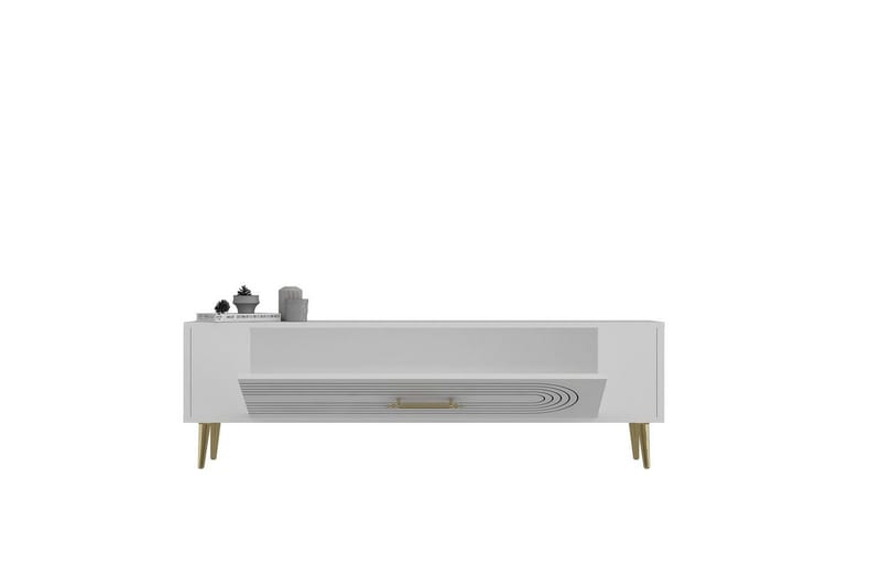 Mirel TV-bænk 120 cm - Hvid/Guld - Møbler - TV borde & mediemøbler - TV-borde
