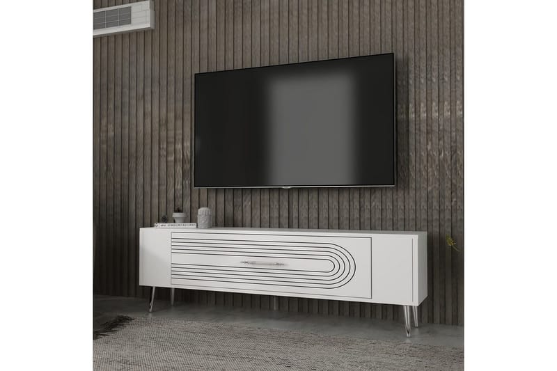 Mirel TV-bænk 120 cm - Hvid/Sølv - Møbler - TV borde & mediemøbler - TV-borde