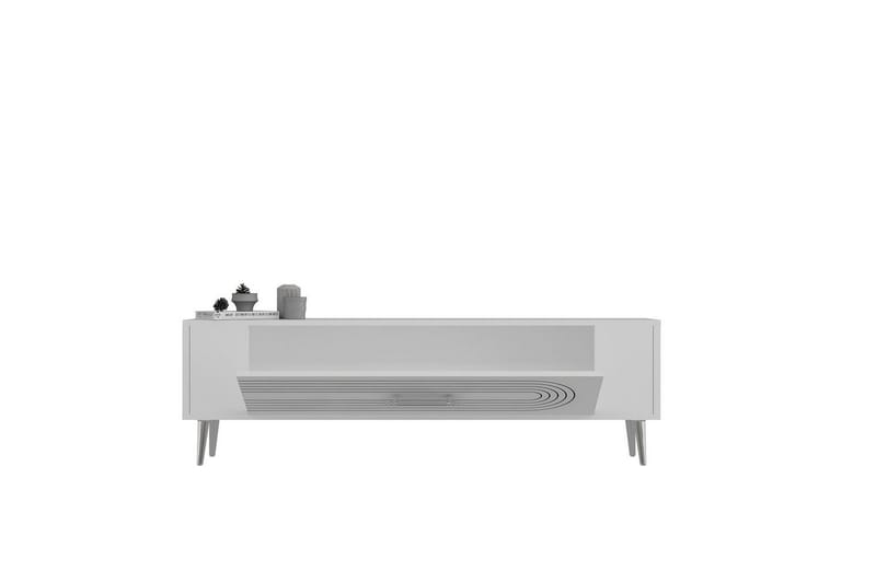 Mirel TV-bænk 120 cm - Hvid/Sølv - Møbler - TV borde & mediemøbler - TV-borde