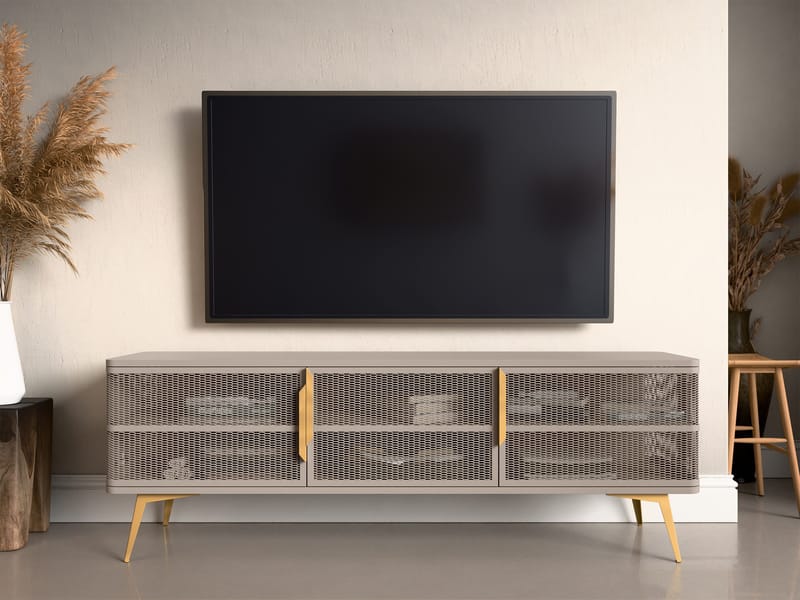 Mireva TV-bænk 180 cm - beige, guld - Møbler - TV borde & mediemøbler - TV-borde