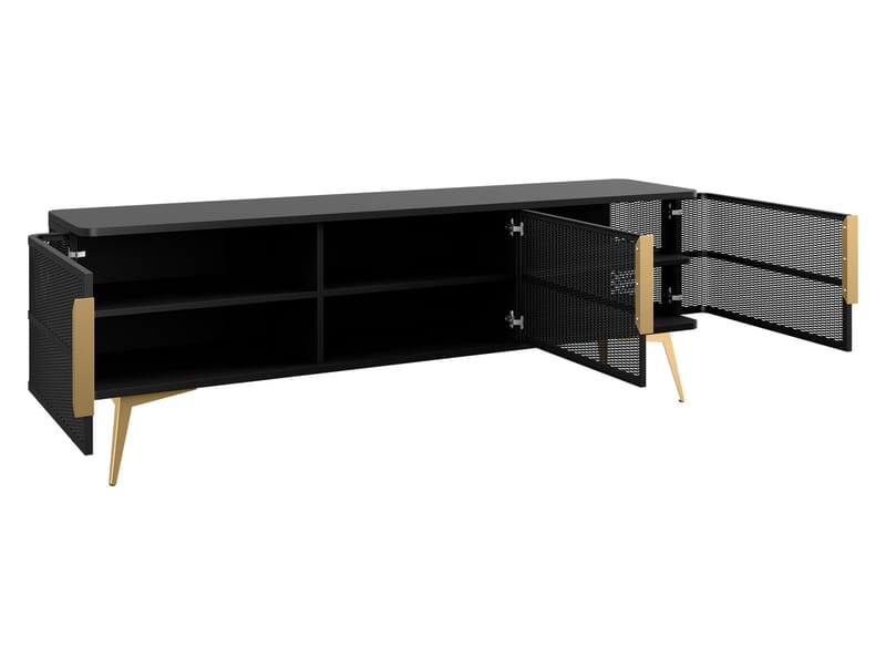 Mireva TV-bænk 180 cm - sort, guld - Møbler - TV borde & mediemøbler - TV-borde