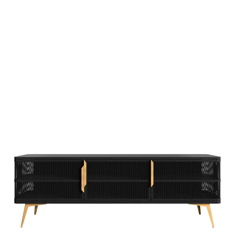 Mireva TV-bænk 180 cm, sort, guld