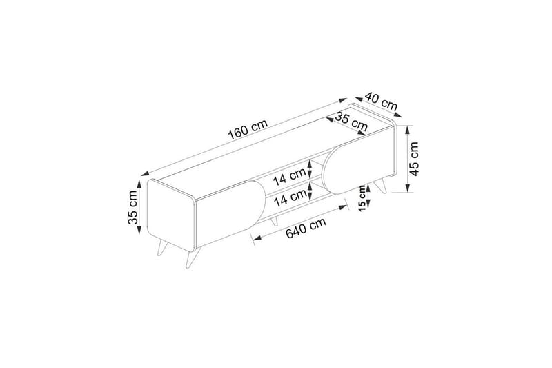Mirra TV-bænk 160 cm - Blå/Hvid - Møbler - TV borde & mediemøbler - TV-borde