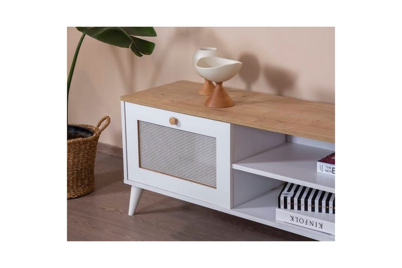 Mjudi Tv-bænk 55 cm - Lysebrun/Hvid - Møbler - TV borde & mediemøbler - TV-borde