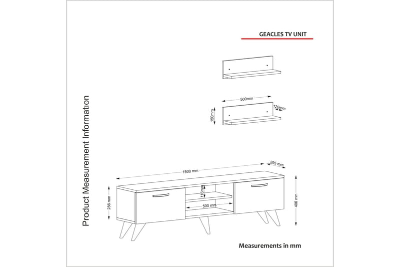 Mohed TV-Møblesæt 150 cm - Brun / hvid - Tv-møbelsæt