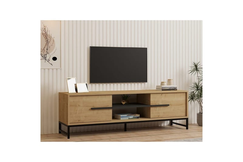 Mono Gulvstående TV-bænk 160 cm med Opbevaring i Eg - Beige - Møbler - TV borde & mediemøbler - TV-borde