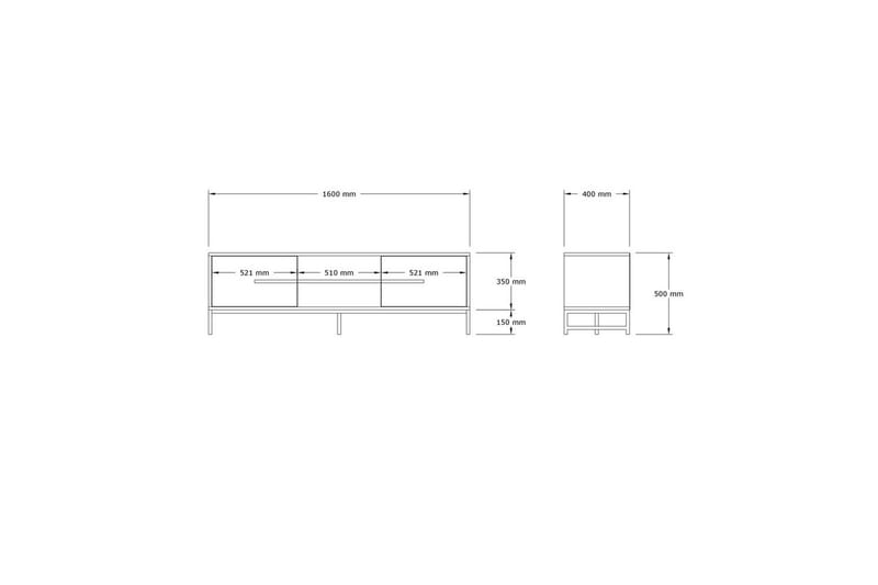 Mono Gulvstående TV-bænk 160 cm med Opbevaring i Eg - Beige - Møbler - TV borde & mediemøbler - TV-borde