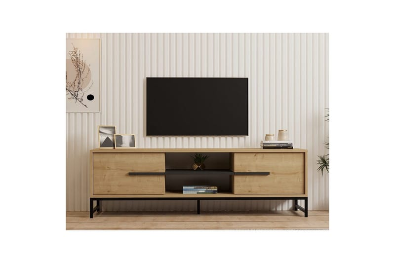 Mono Gulvstående TV-bænk 160 cm med Opbevaring i Eg - Beige - Møbler - TV borde & mediemøbler - TV-borde