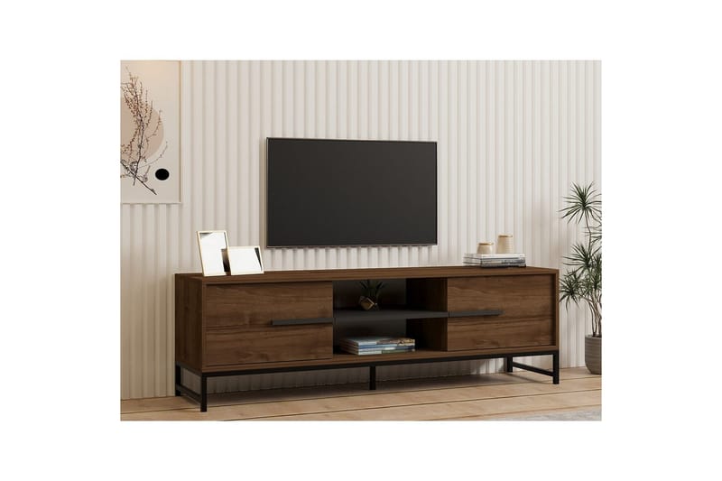 Mono tv-bænk 160 cm - Mørkfarvet træ - Møbler - TV borde & mediemøbler - TV-borde