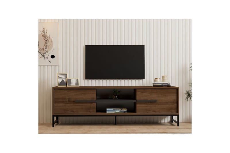 Mono tv-bænk 160 cm - Mørkfarvet træ - Møbler - TV borde & mediemøbler - TV-borde