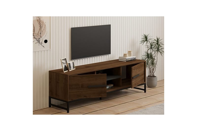 Mono tv-bænk 160 cm - Mørkfarvet træ - Møbler - TV borde & mediemøbler - TV-borde