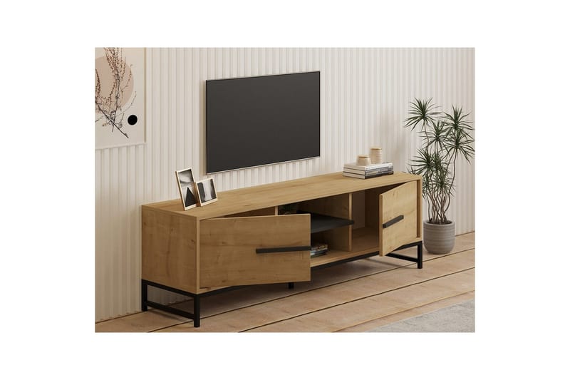 Mono tv-bænk 160 cm - Mørkfarvet træ - Møbler - TV borde & mediemøbler - TV-borde