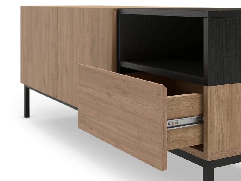 Morlen TV-bænk 140 cm - Natur-eg, Wood Black, sort - Møbler - TV borde & mediemøbler - TV-borde