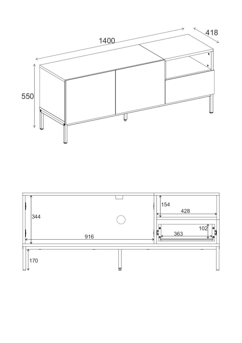 Morlen TV-bænk 140 cm - Sandstone og naturlig eg - Møbler - TV borde & mediemøbler - TV-borde