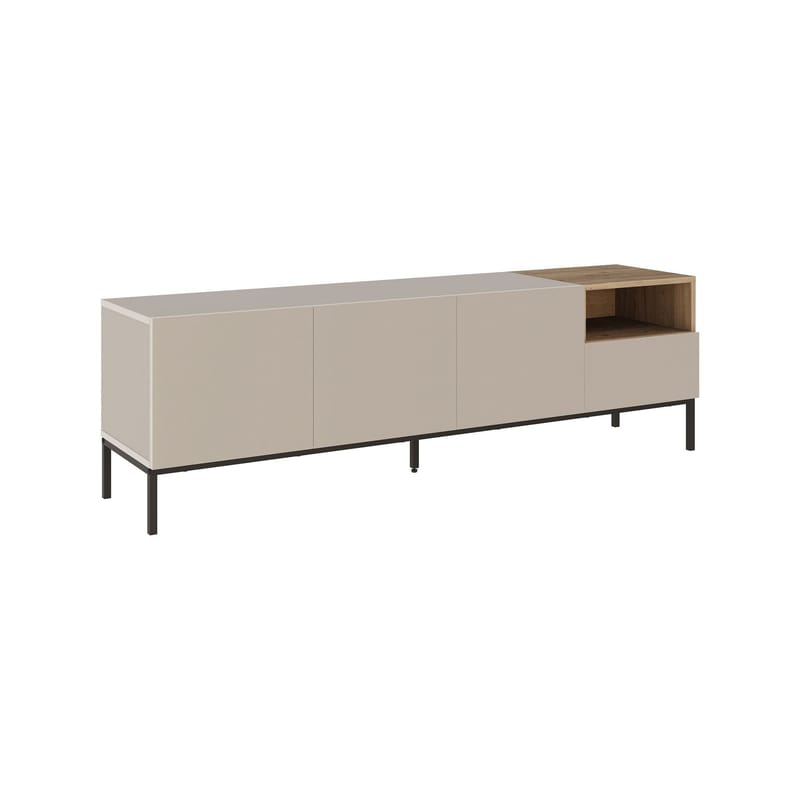 Morlen TV-bænk 180x55x41,8 cm - sandsten, natur eg og sort - Møbler - TV borde & mediemøbler - TV-borde