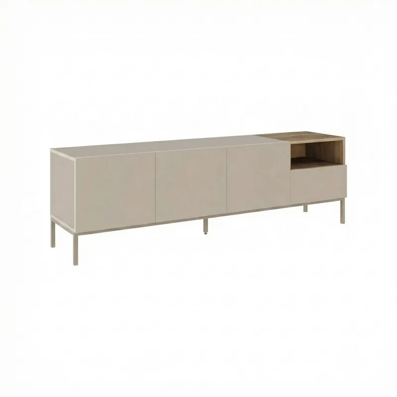 Morlen TV-bænk 180x55x41,8 cm, sandstone og naturlig eg