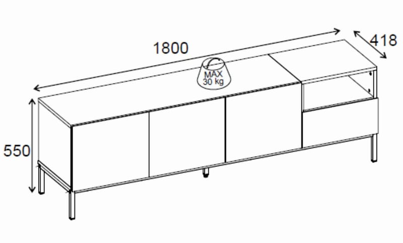 Morlen TV-bænk 180x55x41,8 cm - sandstone og naturlig eg - Møbler - TV borde & mediemøbler - TV-borde