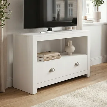 Morova TV-bænk 85 cm - Hvid og sølv - Møbler - TV borde & mediemøbler - TV-borde