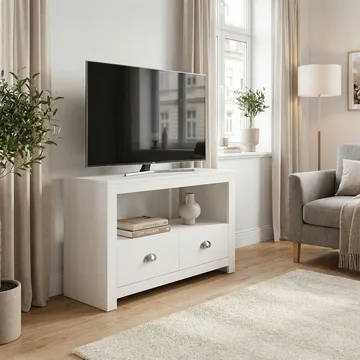 Morova TV-bænk 85 cm - Hvid og sølv - Møbler - TV borde & mediemøbler - TV-borde