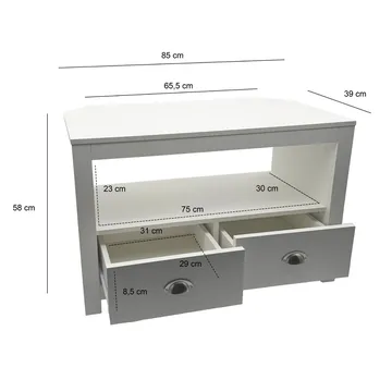 Morova TV-bænk 85 cm - Hvid og sølv - Møbler - TV borde & mediemøbler - TV-borde
