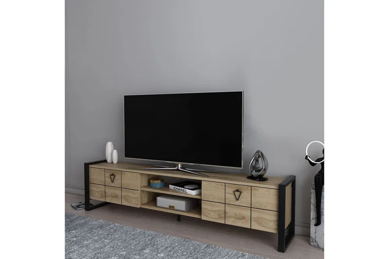 Munetaka TV-bænk 184 cm - Eg/Sort - Møbler - TV borde & mediemøbler - TV-borde