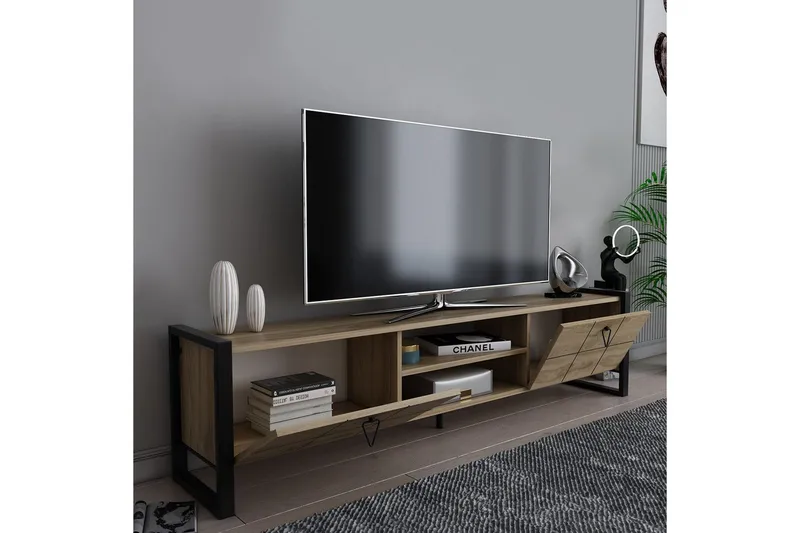 Munetaka TV-bænk 184 cm - Eg/Sort - Møbler - TV borde & mediemøbler - TV-borde
