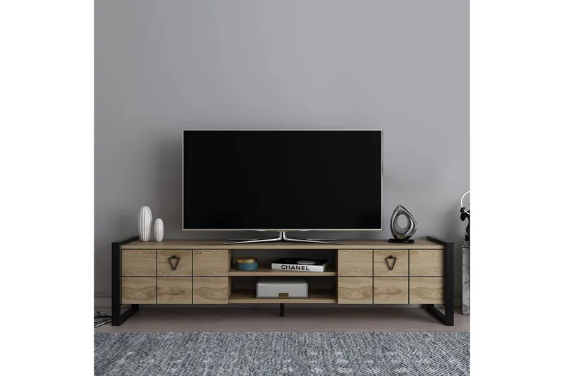 Munetaka TV-bænk 184 cm - Eg/Sort - Møbler - TV borde & mediemøbler - TV-borde