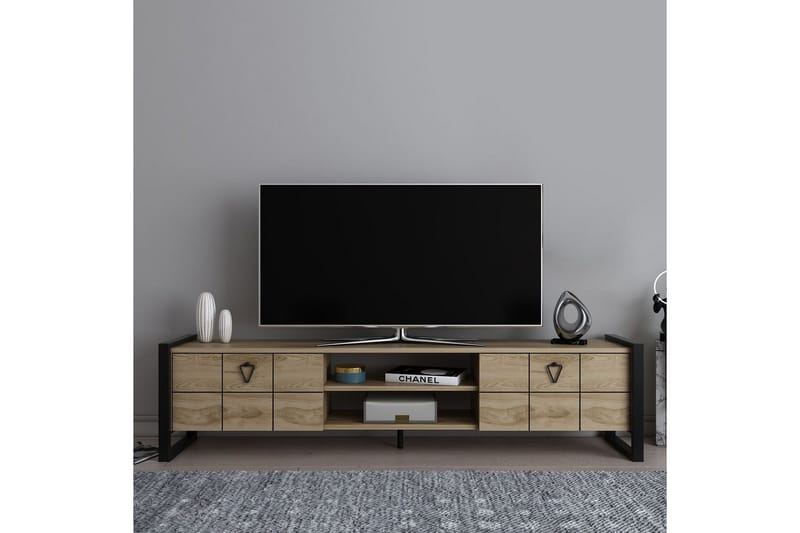 Munetaka TV-bænk 184 cm - Eg/Sort - Møbler - TV borde & mediemøbler - TV-borde
