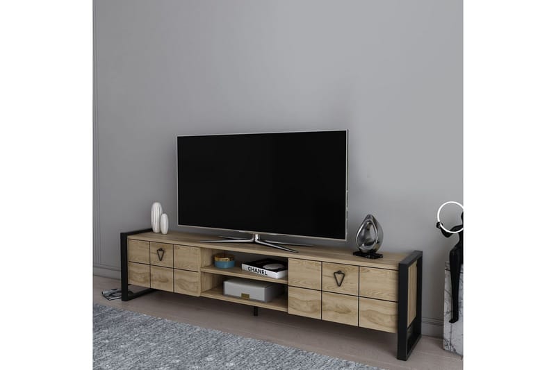 Munetaka TV-bænk 184 cm - Eg/Sort - Møbler - TV borde & mediemøbler - TV-borde