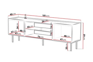 Munkedal Fritstående Tv-bord 181 cm med Opbevaring i Malet Træ - Sort - Møbler - TV borde & mediemøbler - TV-borde