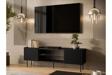 Munkedal Fritstående Tv-bord 181 cm med Opbevaring i Malet Træ - Sort - Møbler - TV borde & mediemøbler - TV-borde