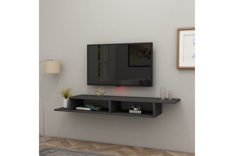 Muson Vægophængt Tv-bord 120 cm med Opbevaring i Malet Træ - Antracit - Møbler - TV borde & mediemøbler - TV-borde