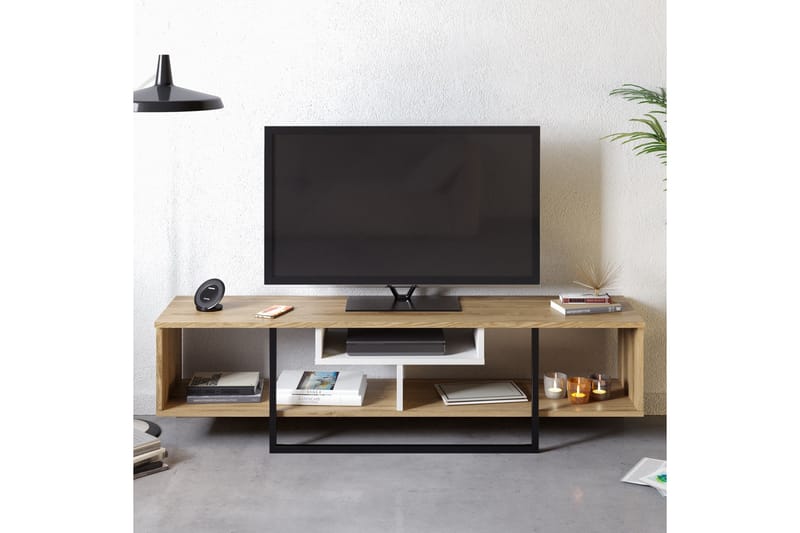 Naftali TV-Bord 149 cm - Hvid|Sort|Eg - TV-borde