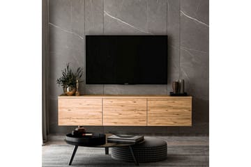 Neon Vægophængt TV Bænk 160 cm med Opbevaring i Lyst Træ - Brun - Møbler - TV borde & mediemøbler - TV-borde